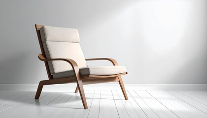 Obraz premium Modern Wooden Armchair Minimalist Room