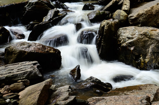 Tat Mok Waterfall during the rainy season at Doi Suthep-Pui National Park, Chiang Mai, Northern Thailand.