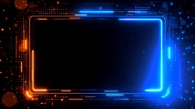 Neon Frame with Futuristic HUD Background and Glowing Border