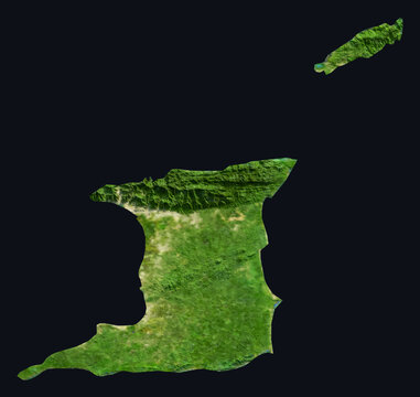 Trinidad and Tobago Shaded Relief Map. Hillshaded physical terrain map illustration. Trinidad and Tobago elevation, topography, and landforms.