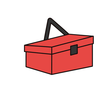 Red toolbox with black handle