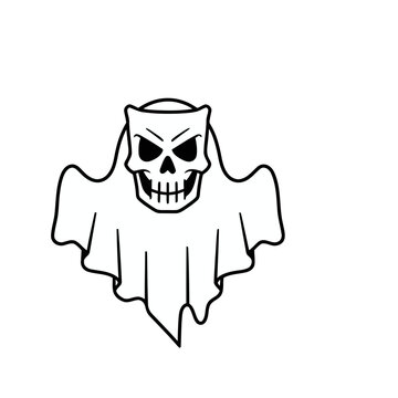 Scary ghost with skull face