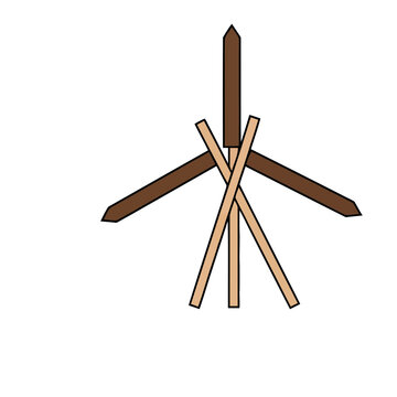 Wooden structure with pointed ends