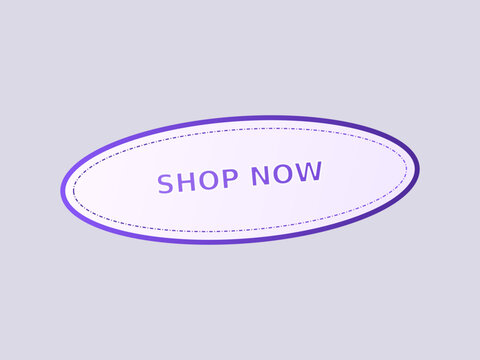 Purple gradient oval button with stitched border and shop now text
