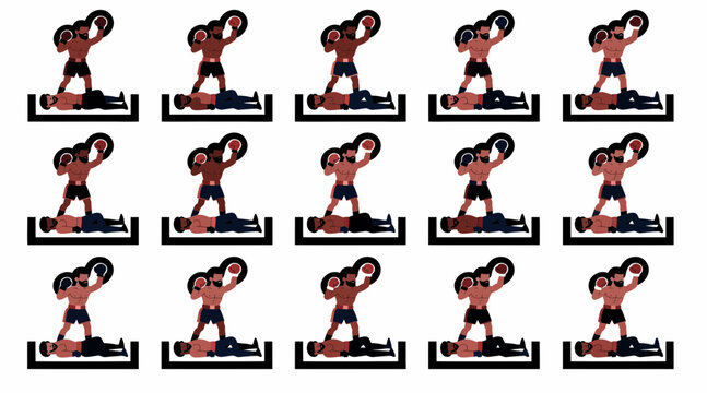 Cartoon man lifting dumbbells exercise routine