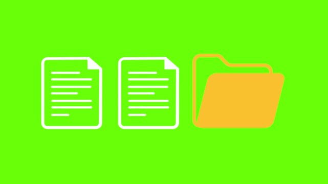 Simple icons show documents and folder