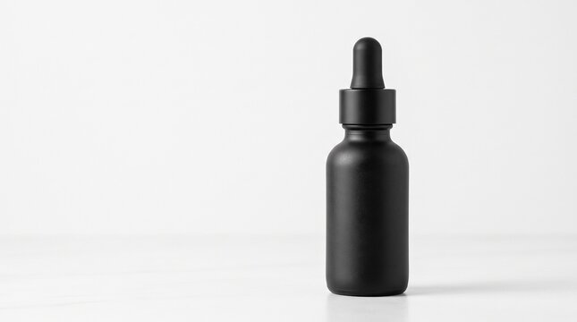 Minimalist Matte Black Dropper Bottle Mockup On White Background