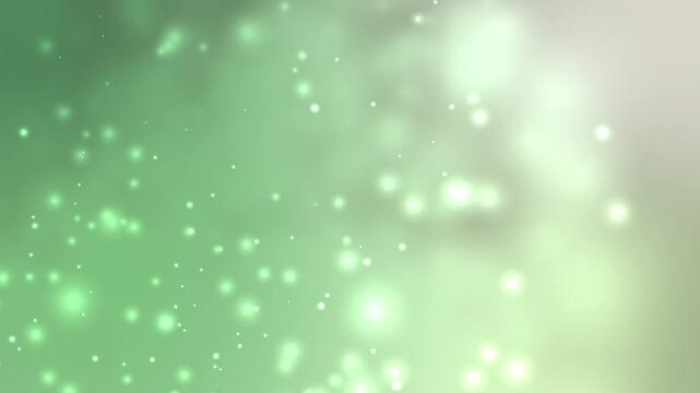 Gentle light particles drift through soothing green haze