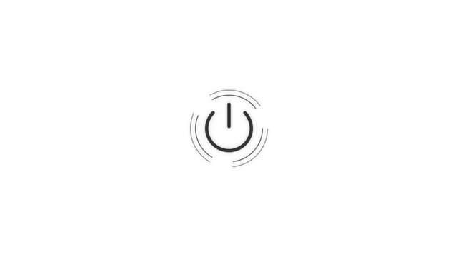 Black minimalist power button icons on white background. 4K Video