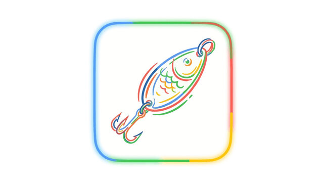 Colorful Fishing Lure Doodle Icon with Hooks - Vector Art
