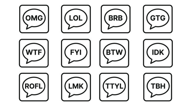 Chat Bubbles with Internet Slang Acronyms - LOL, OMG, WTF, FYI
