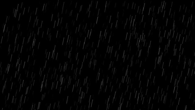 Minimalist Rain Drops Falling Against Black Background for Video Overlay and Motion Graphics