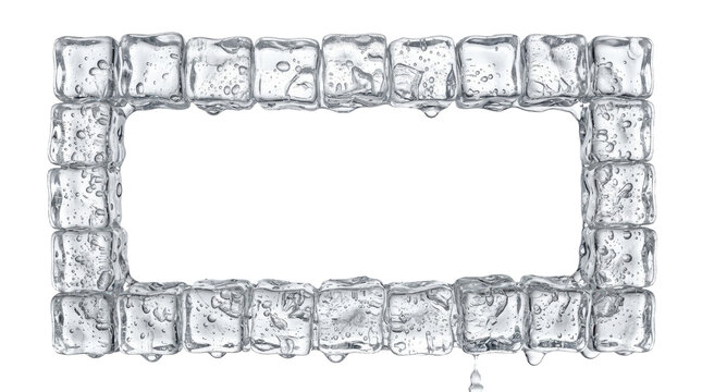 A pencil sketch of a rectangular frame made of ice cubes arranged in a border pattern on a white background.