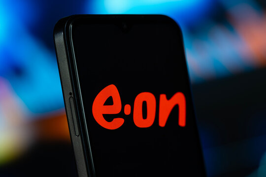Essen, Germany- 7 July 2026: E.ON logo is seen on a smartphone.