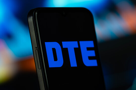 Detroit, United States- 7 July 2026: DTE logo is seen on a smartphone.