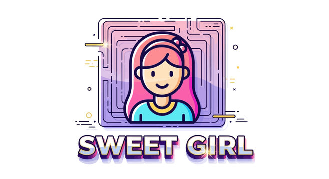 Cute Girl Avatar Profile Icon "Sweet Girl" Cartoon Style