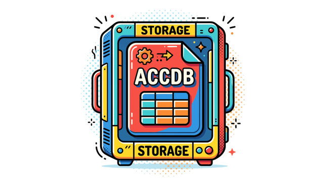 database storage illustration, colorful accdb