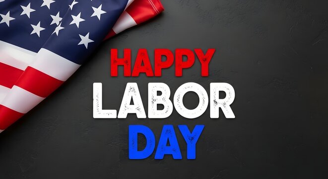 Happy labor day celebration with american flag end of summer holiday