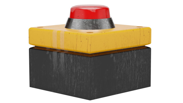 3d rendering of a large emergency button on a block