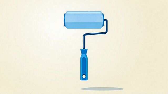 Blue paint roller for wall painting home renovation and interior decorating concept