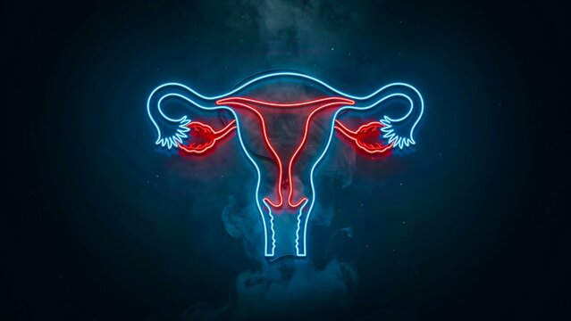 Female reproductive system anatomy illustration with uterus ovaries and fallopian tubes for medical education