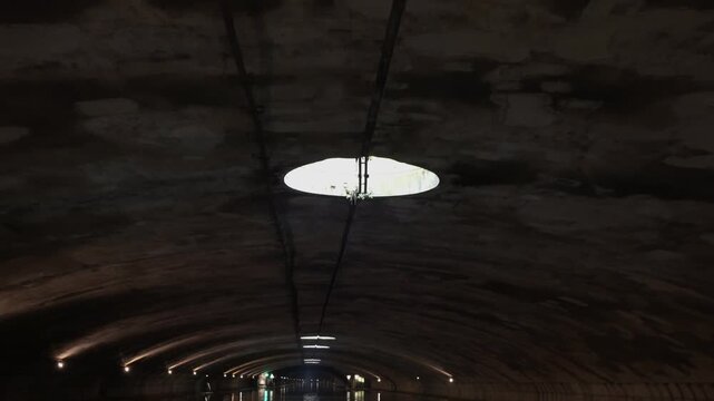 Paris,France - March 07, 2026: Ceiling of water conduit of Canal Saint Martin in Paris, France