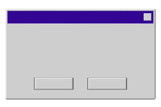 Retro operating system pop up window frame template with buttons for web design user interface or nostalgic software icon