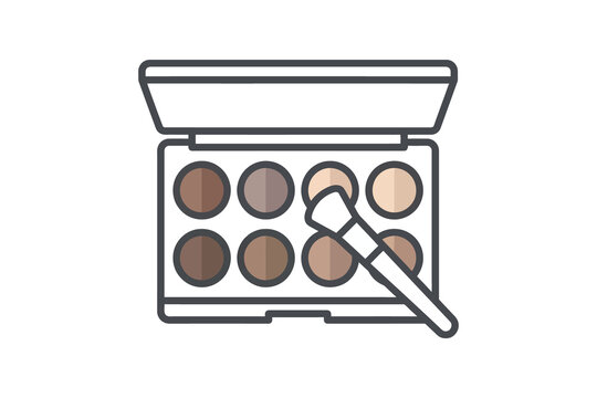 Eyeshadow Palette and Makeup Brush Vector Illustration