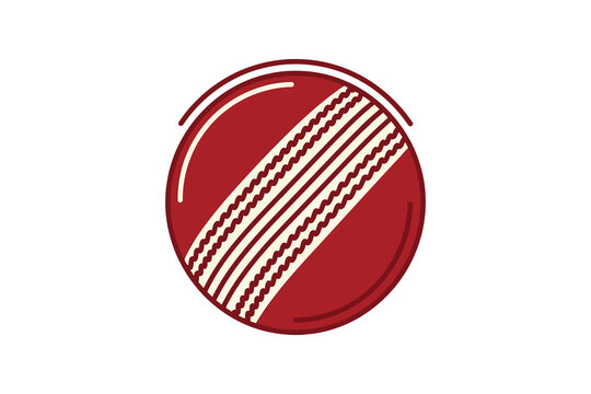Cricket Ball Flat Vector Illustration