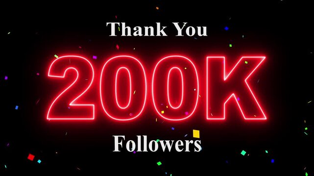 200K Followers celebration animation, 200k followers thank you video, fireworks, confetti & party effects, social media milestone motion graphics animation. 4k