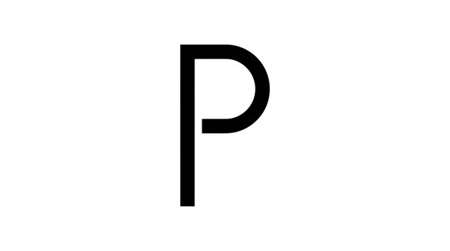 Black letter p alphabet symbol icon design simple and clean