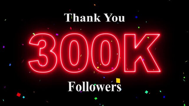 300K Followers celebration animation, 300k followers thank you video, fireworks, confetti & party effects, social media milestone motion graphics animation. 4k