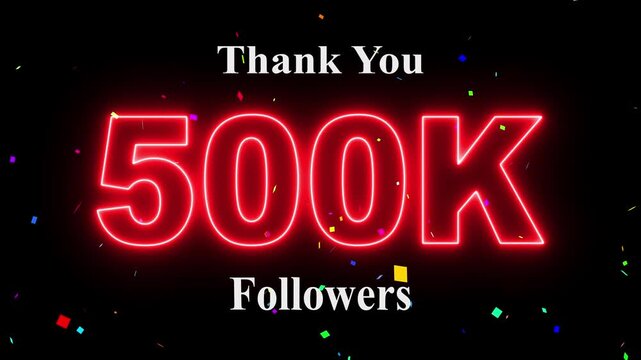 500K Followers celebration animation, 500k followers thank you video, fireworks, confetti & party effects, social media milestone motion graphics animation. 4k