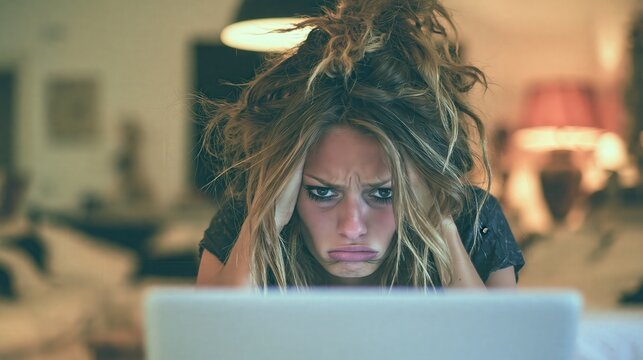 Person experiences intense frustration while looking at a digital device.