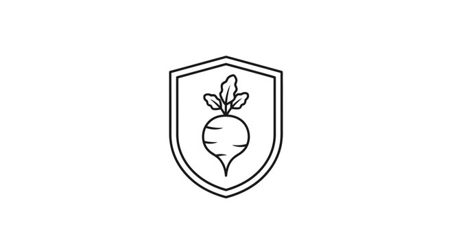 Shield with Beetroot Icon - Organic Food, Healthy Eating, Farm Fresh Logo