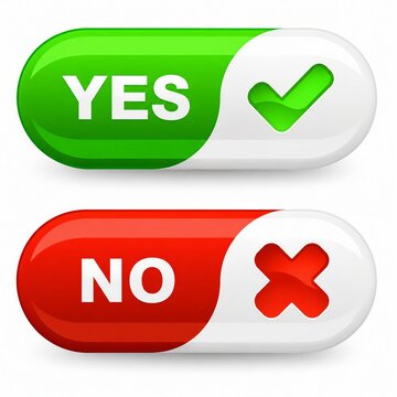 Affirmative and negative speech bubble icons with check and cross marks
