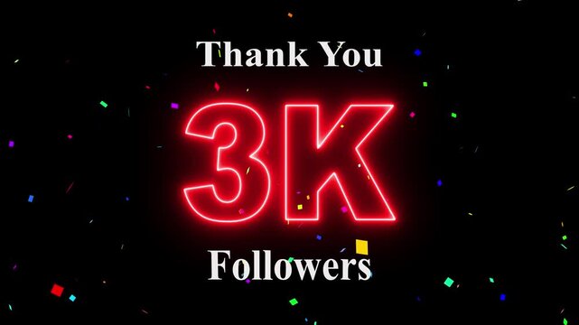 3K Followers celebration animation, 3k followers thank you video, fireworks, confetti & party effects, social media milestone motion graphics animation
