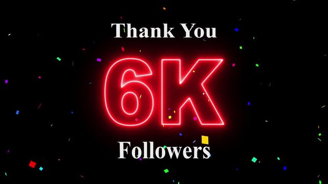 6K Followers celebration animation, 6k followers thank you video, fireworks, confetti & party effects, social media milestone motion graphics animation
