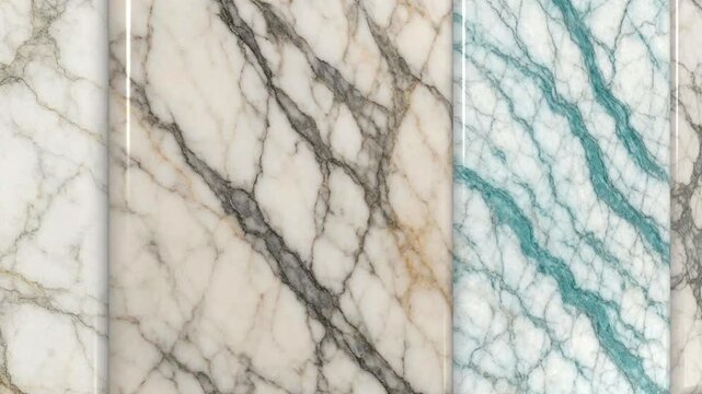 Elegant Camera Movement Over Premium Calacatta Marble Tiles Creating a Luxurious Natural Stone Surface for Sophisticated Interior Design Backgrounds
