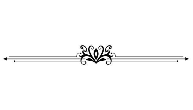 Ornate decorative divider with floral elements and arrow tips on transparent background.