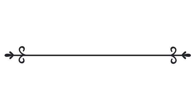 Simple horizontal line divider with ornate flourishes on transparent background.