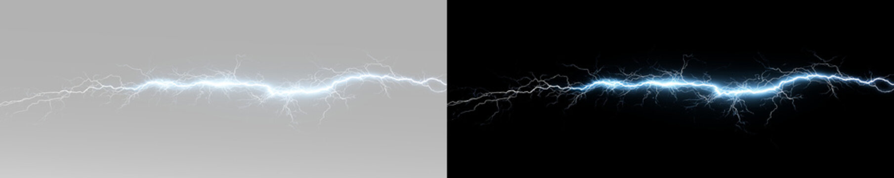 Electric lightning discharge with glowing plasma waves, branching arcs and powerful high voltage energy PNG