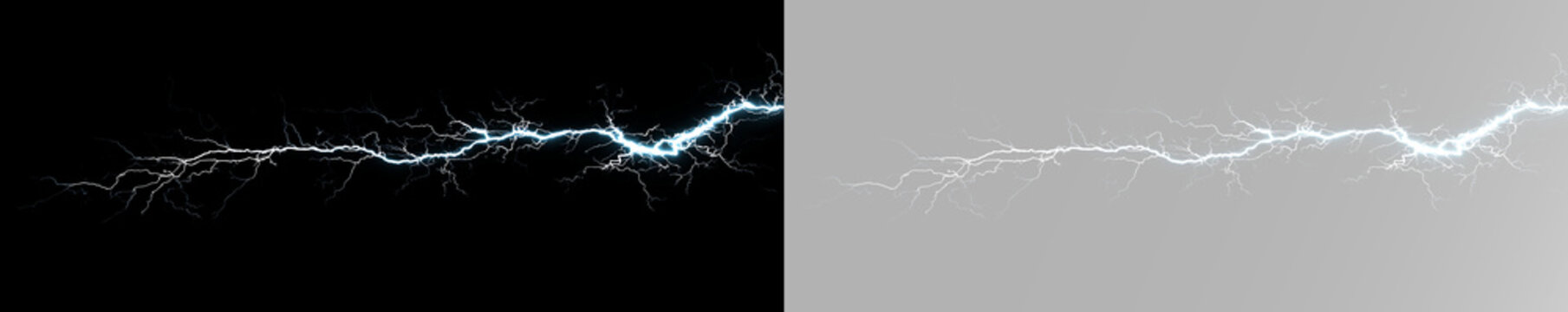 Blue plasma lightning bolt with branching electric sparks and a glowing horizontal energy arc