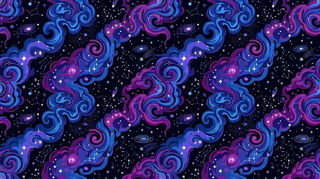 Cosmic nebula and star pattern in purple and blue tones