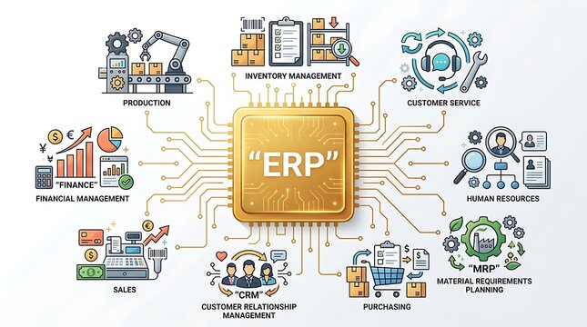 ERP system concept with integrated business modules