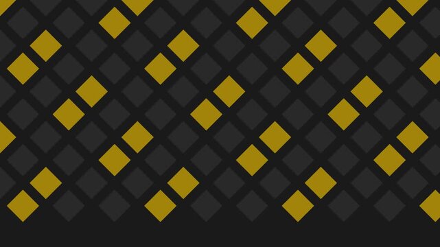 Golden geometric diamond shapes expanding in a grid pattern over a dark minimalist background
