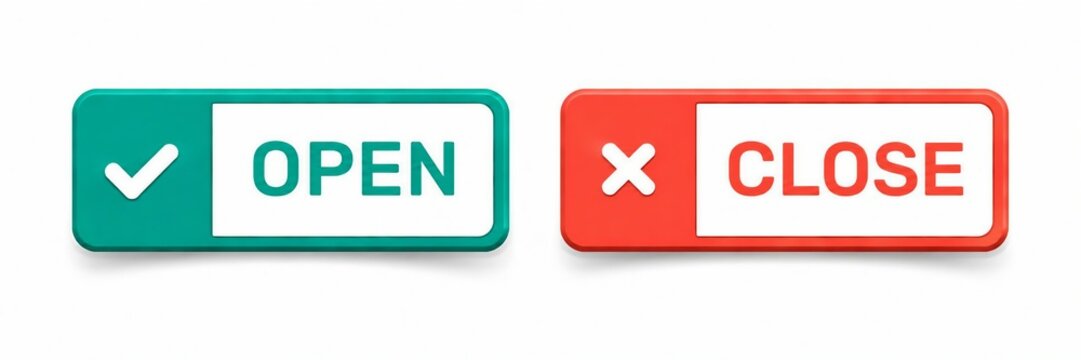 Open and close toggle buttons with check and cross icons