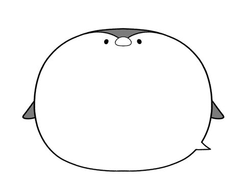 白黒　かわいいペンギンの吹き出し