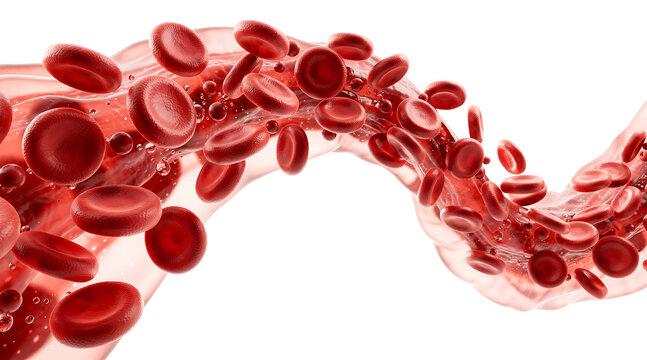 detailed close-up of flowing blood cells within arteries showcasing the circulatory process