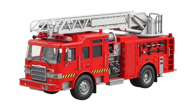 Toy Fire Truck Isolated on White Background